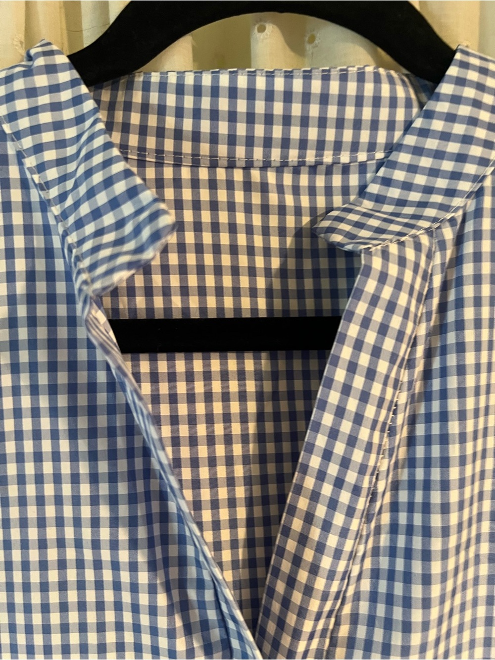 Blue and White Gingham Tiered Button Dress - Picture 4 of 5